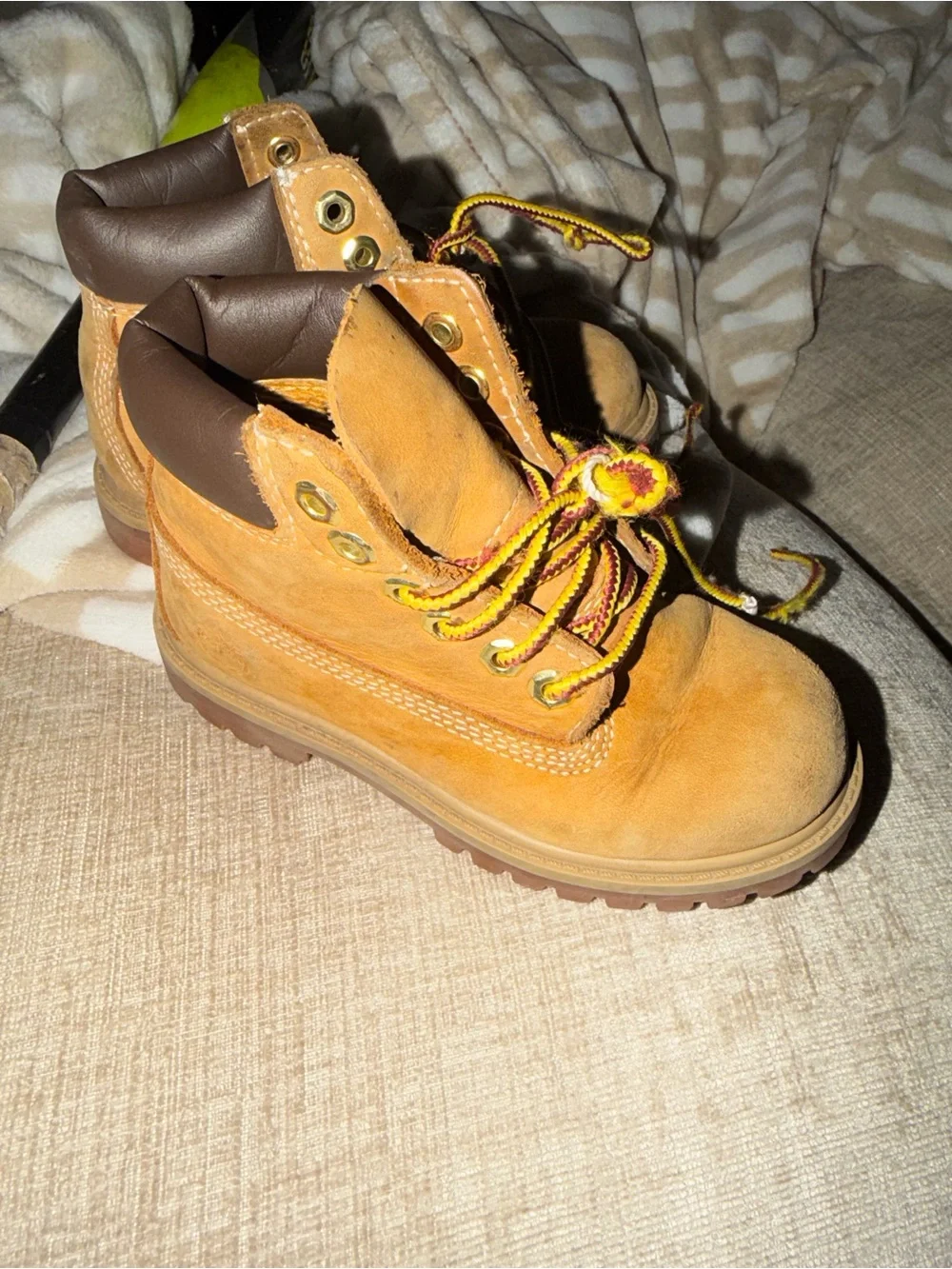 Timberland Kids Wheat Nubuck Ankle Boots with Brown Collar